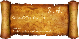 Kaptás Anita névjegykártya