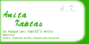 anita kaptas business card